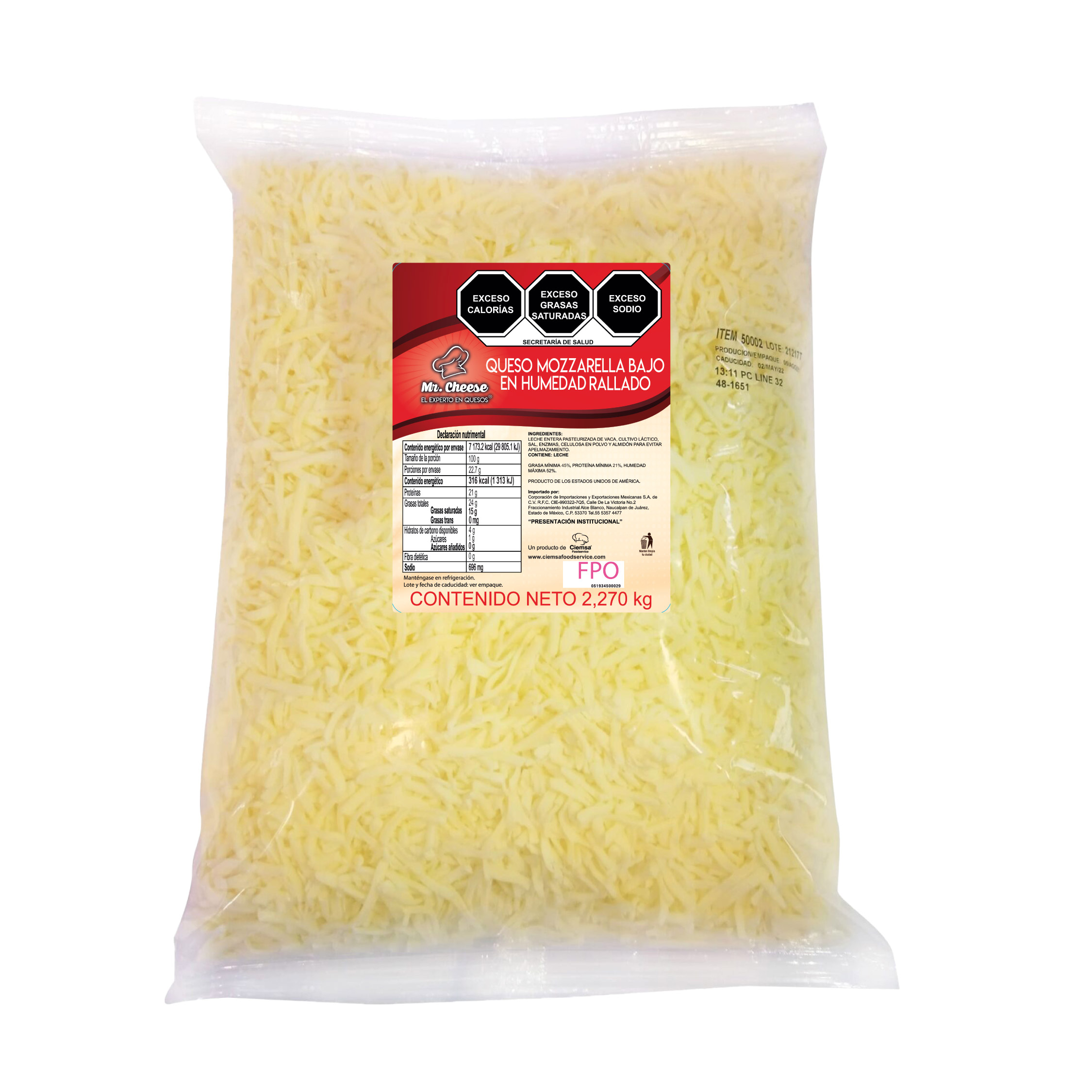 G50002 CHEDDAR MOZZARELLA RALLADO CIEMSA